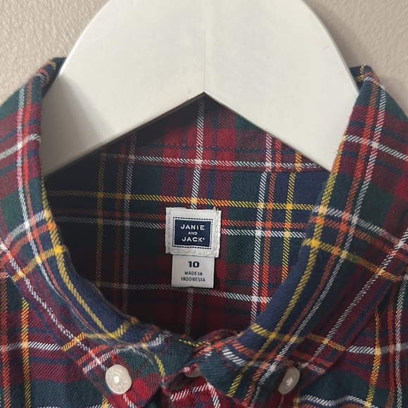 Janie and Jack Plaid Button Down Shirt Size 10 - Picture 4 of 7